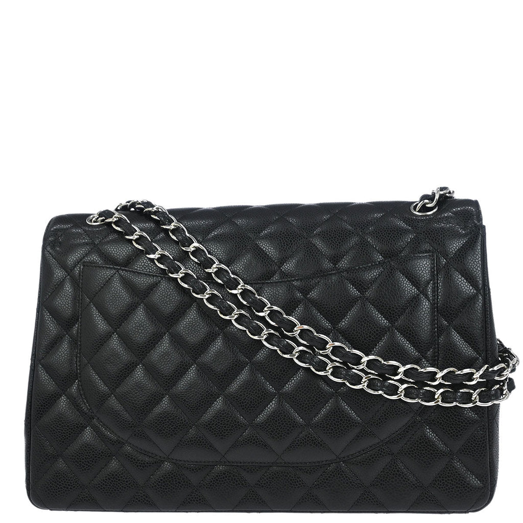 Chanel 2014 Black Caviar Classic Double Flap Shoulder Bag