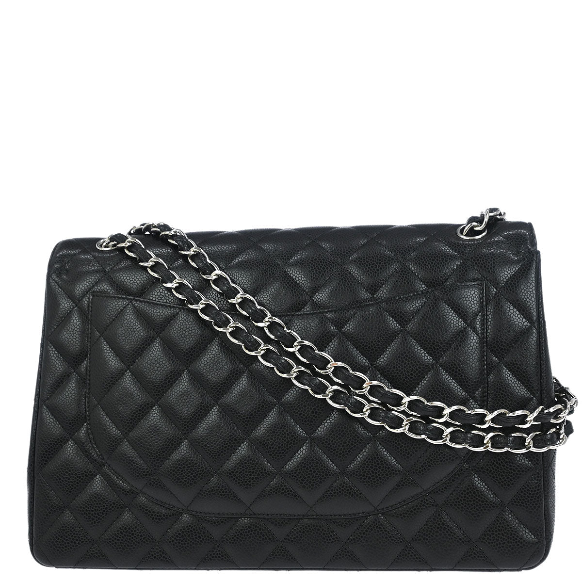 Chanel 2014 Black Caviar Classic Double Flap Shoulder Bag