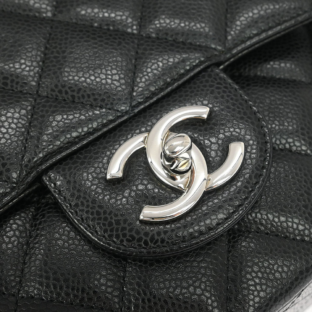 Chanel 2014 Black Caviar Classic Double Flap Shoulder Bag