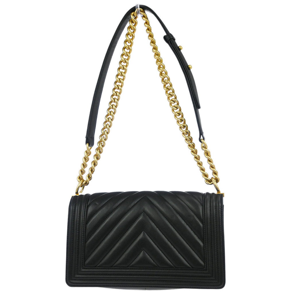 Boy Chanel 2019 Black Lambskin Chevron Medium Shoulder Bag