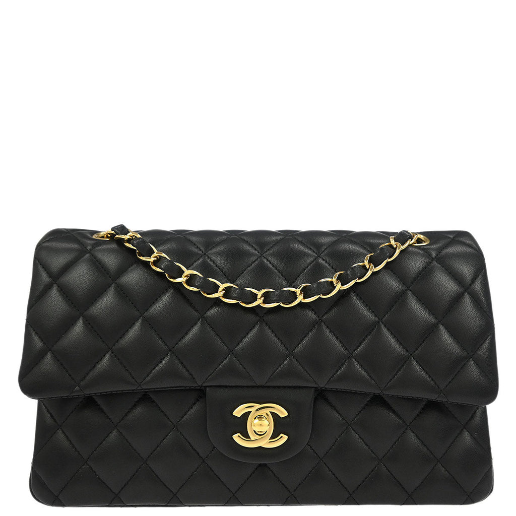Chanel 2018 Black Lambskin Medium Classic Double Flap Shoulder Bag