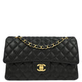 Chanel 2018 Black Lambskin Medium Classic Double Flap Shoulder Bag