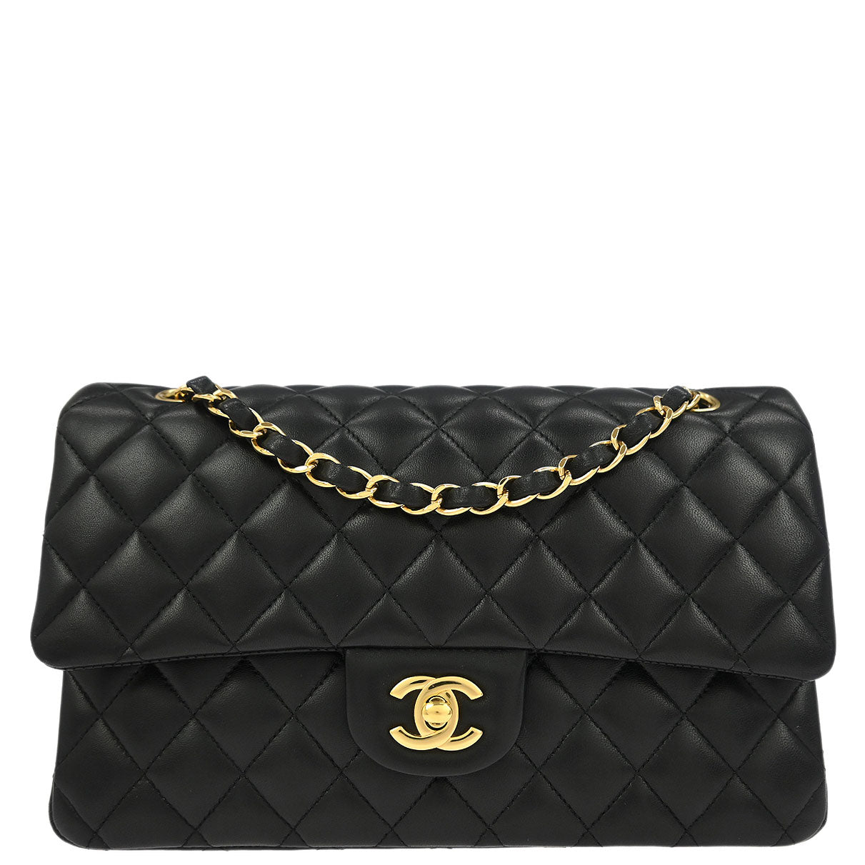 Chanel 2018 Black Lambskin Medium Classic Double Flap Shoulder Bag