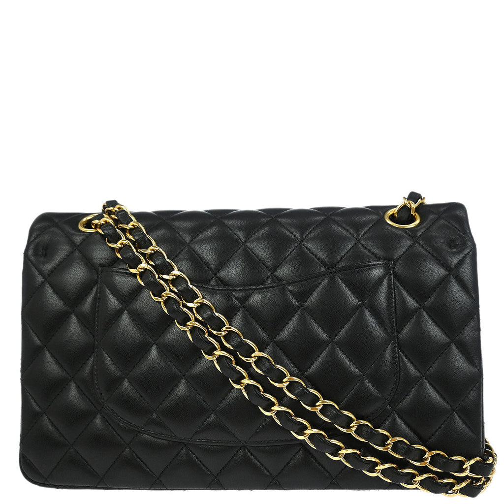 Chanel 2018 Black Lambskin Medium Classic Double Flap Shoulder Bag
