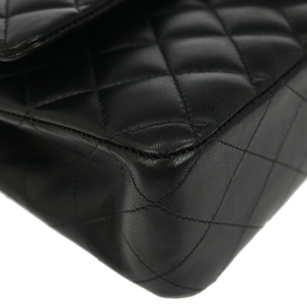 Chanel 2018 Black Lambskin Medium Classic Double Flap Shoulder Bag