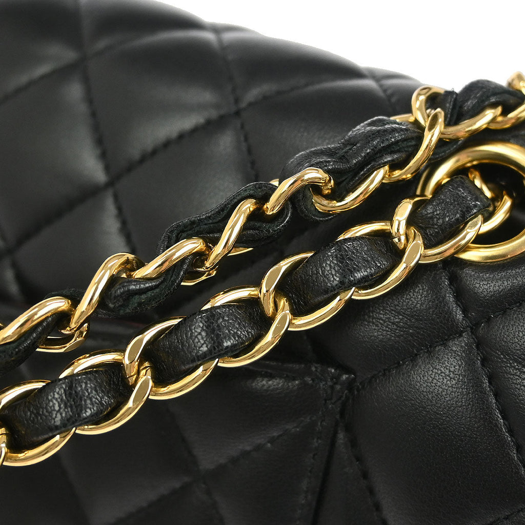 Chanel 2018 Black Lambskin Medium Classic Double Flap Shoulder Bag