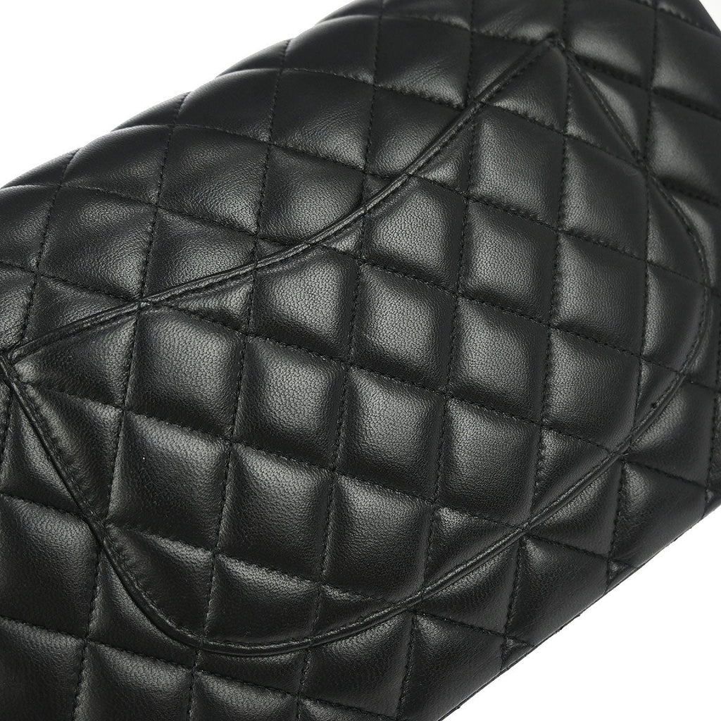 Chanel 2018 Black Lambskin Medium Classic Double Flap Shoulder Bag