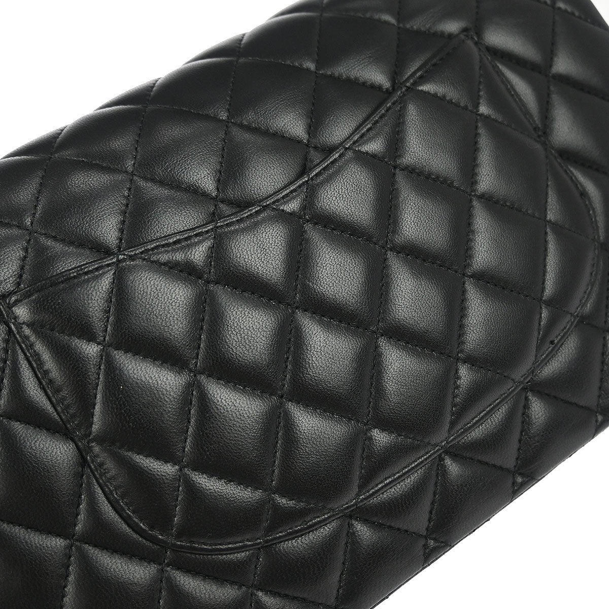 Chanel 2018 Black Lambskin Medium Classic Double Flap Shoulder Bag