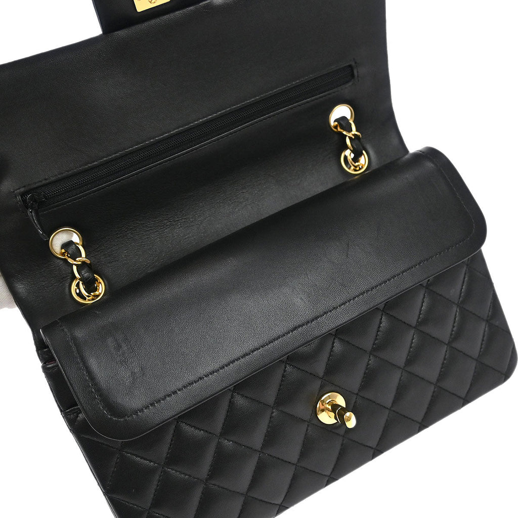 Chanel 2018 Black Lambskin Medium Classic Double Flap Shoulder Bag