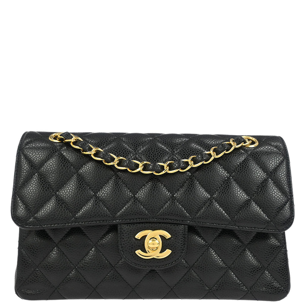 Chanel 2019 Black Caviar Small Classic Double Flap Shoulder Bag