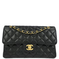 Chanel 2019 Black Caviar Small Classic Double Flap Shoulder Bag