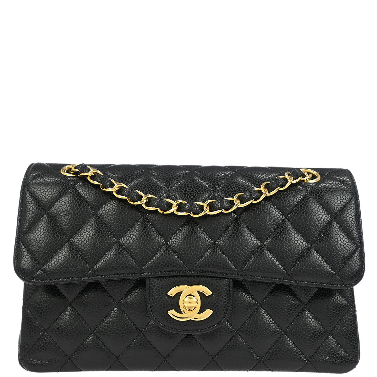 Chanel 2019 Black Caviar Small Classic Double Flap Shoulder Bag