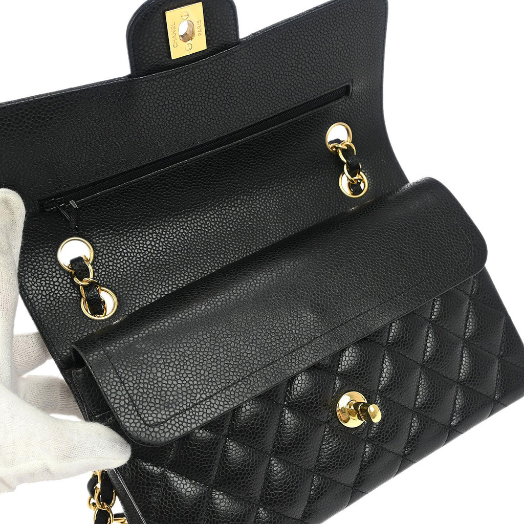 Chanel 2019 Black Caviar Small Classic Double Flap Shoulder Bag
