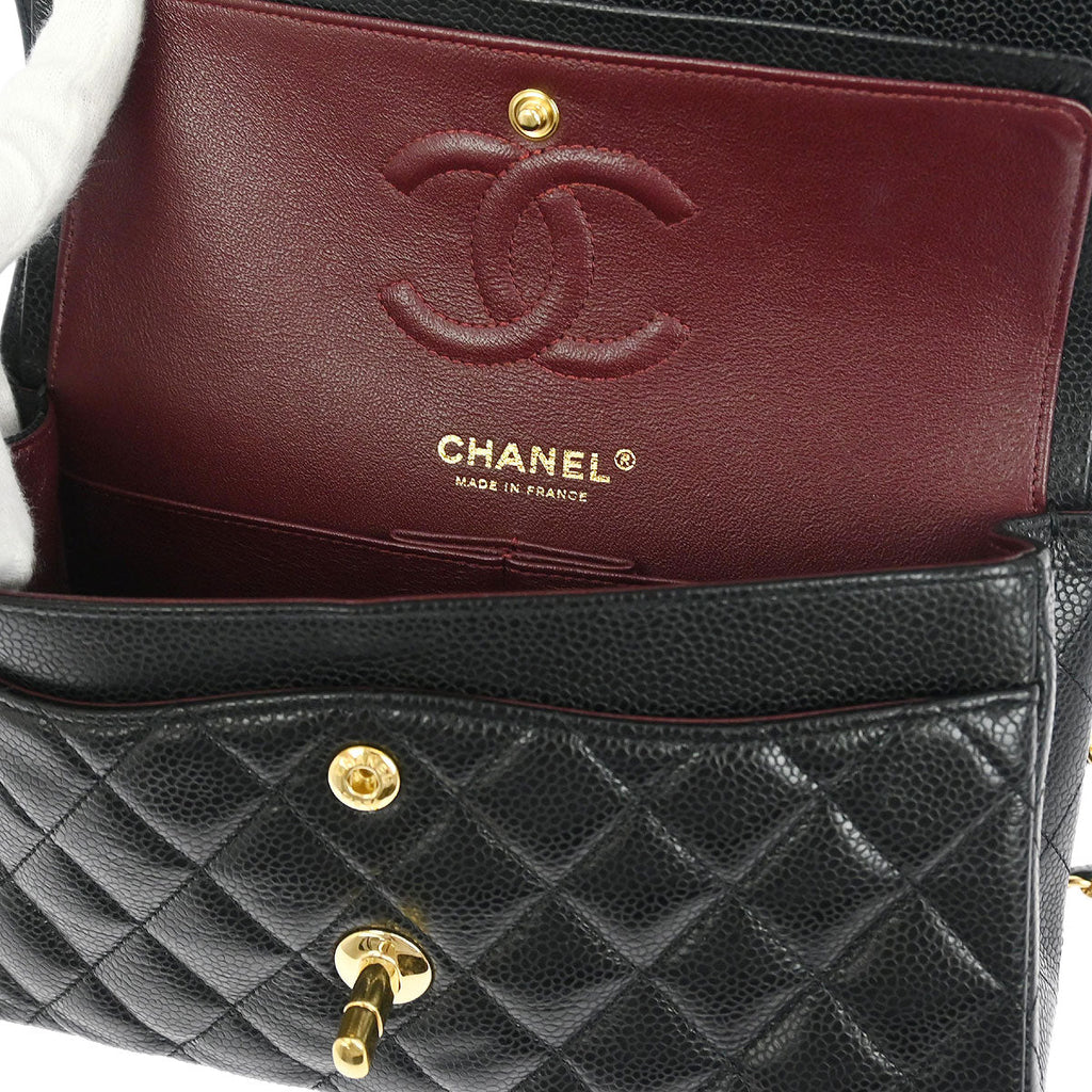 Chanel 2019 Black Caviar Small Classic Double Flap Shoulder Bag
