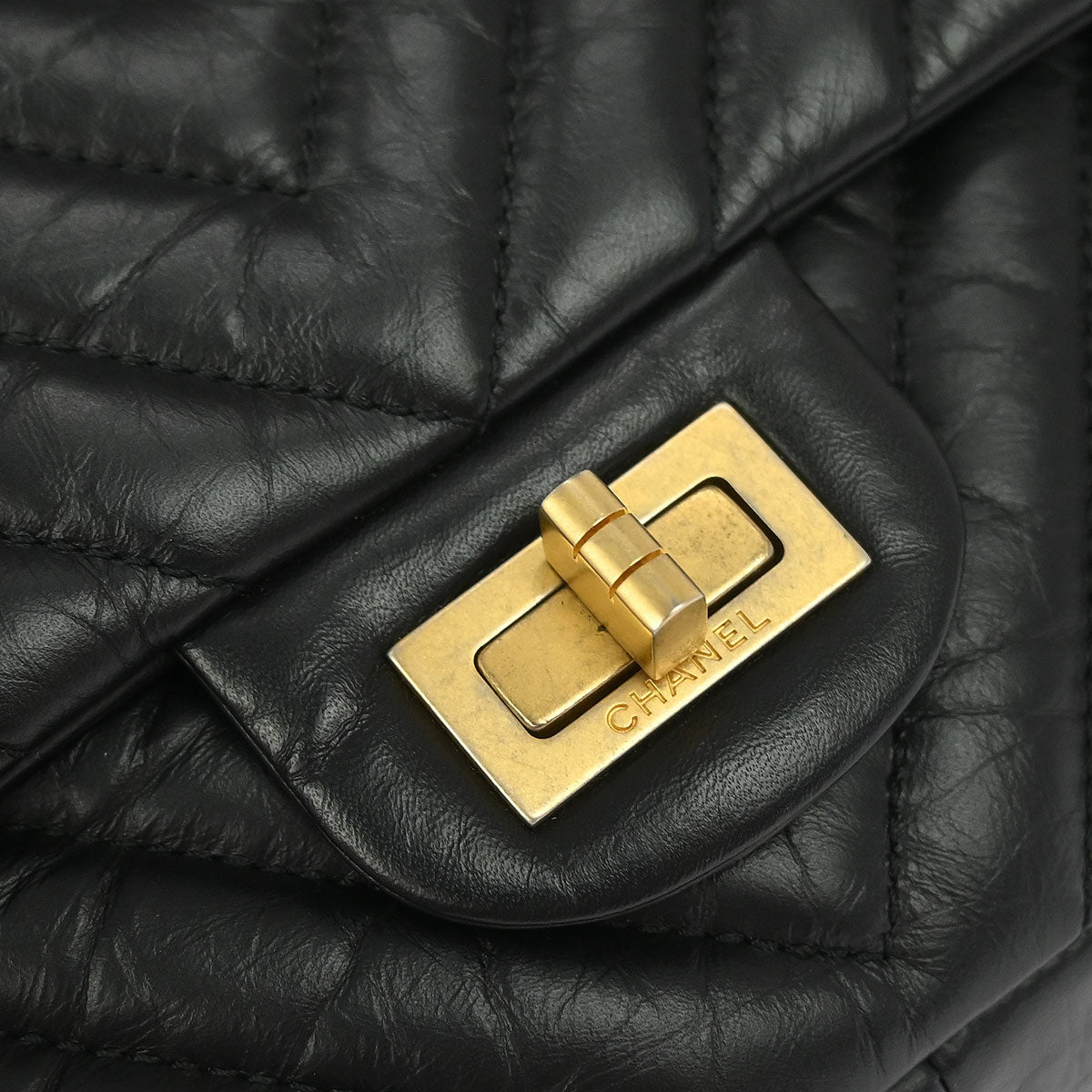 Chanel 2018 Black Calfskin Chevron Classic Double Flap Shoulder Bag