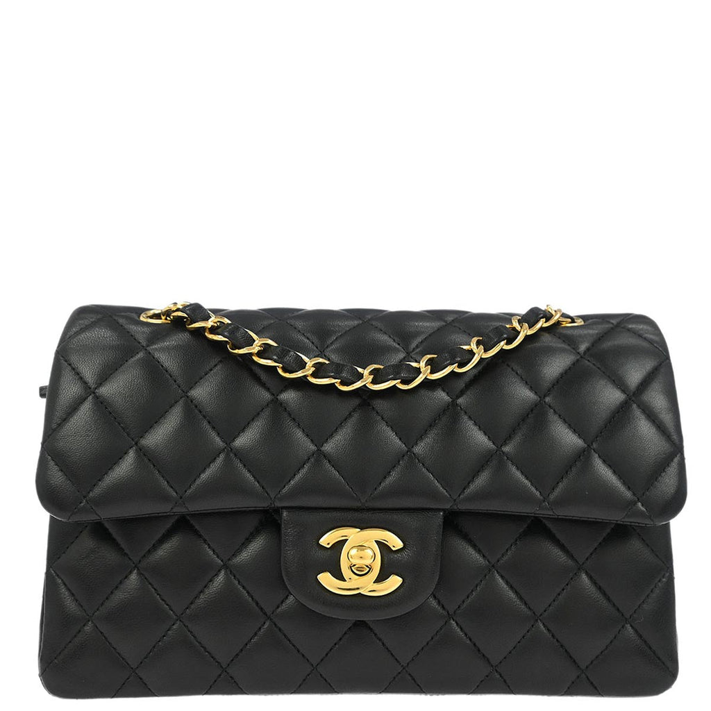 Chanel 2019 Black Lambskin Small Classic Double Flap Shoulder Bag