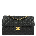 Chanel 2019 Black Lambskin Small Classic Double Flap Shoulder Bag