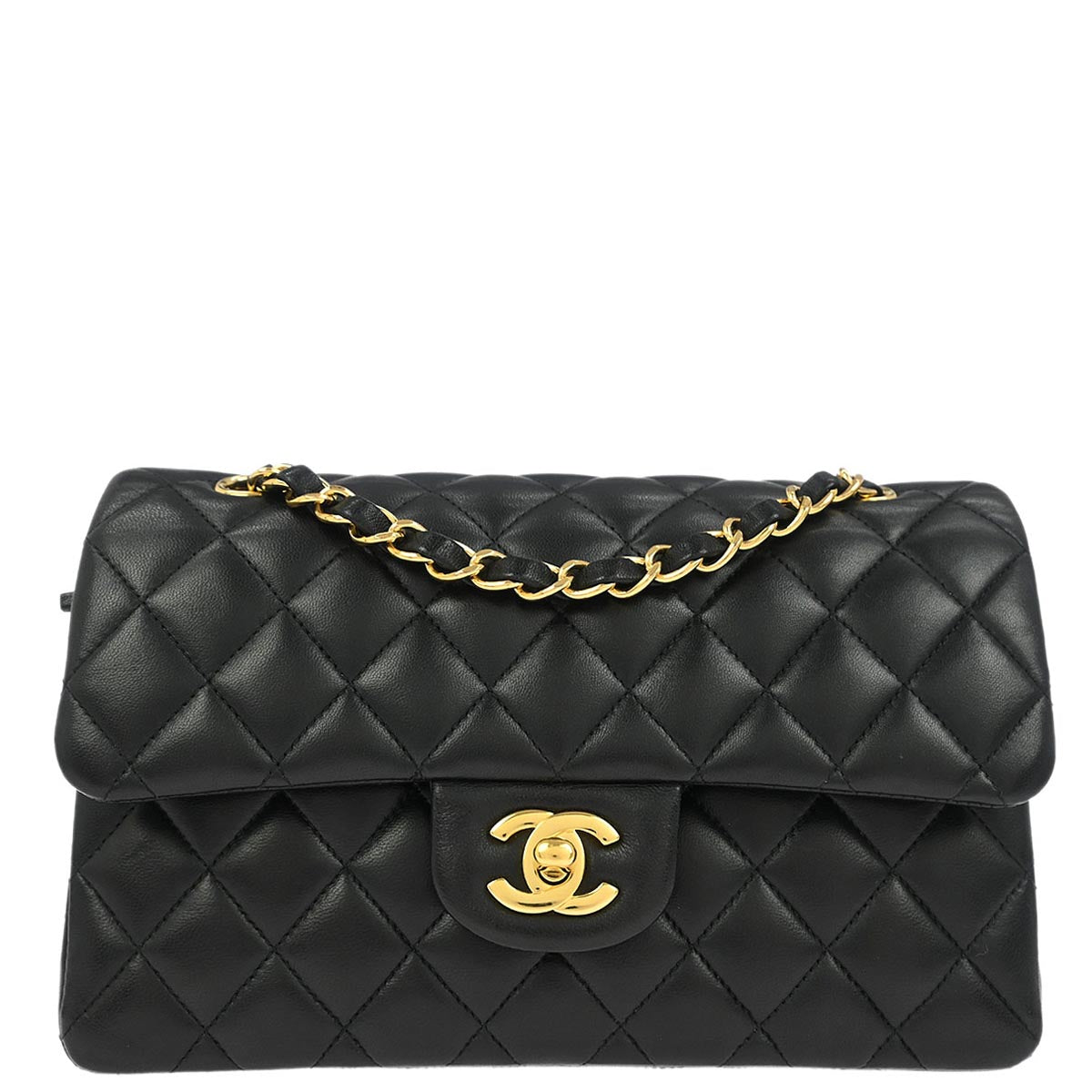Chanel 2019 Black Lambskin Small Classic Double Flap Shoulder Bag