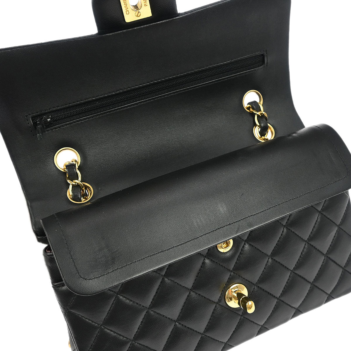 Chanel 2019 Black Lambskin Small Classic Double Flap Shoulder Bag