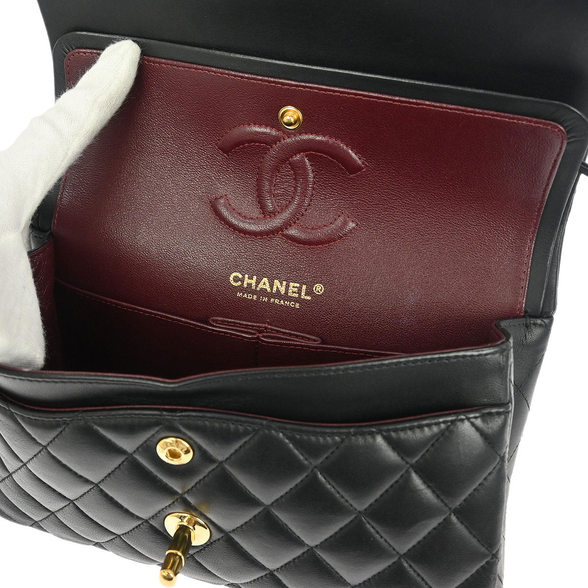 Chanel 2019 Black Lambskin Small Classic Double Flap Shoulder Bag