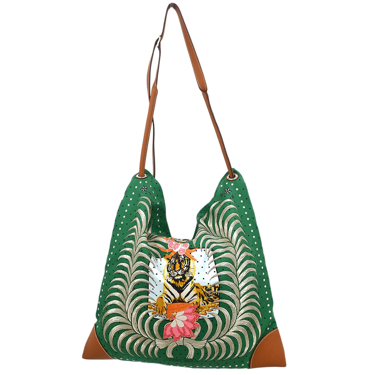 Hermes Green Silk Silky City 41 Shoulder Bag