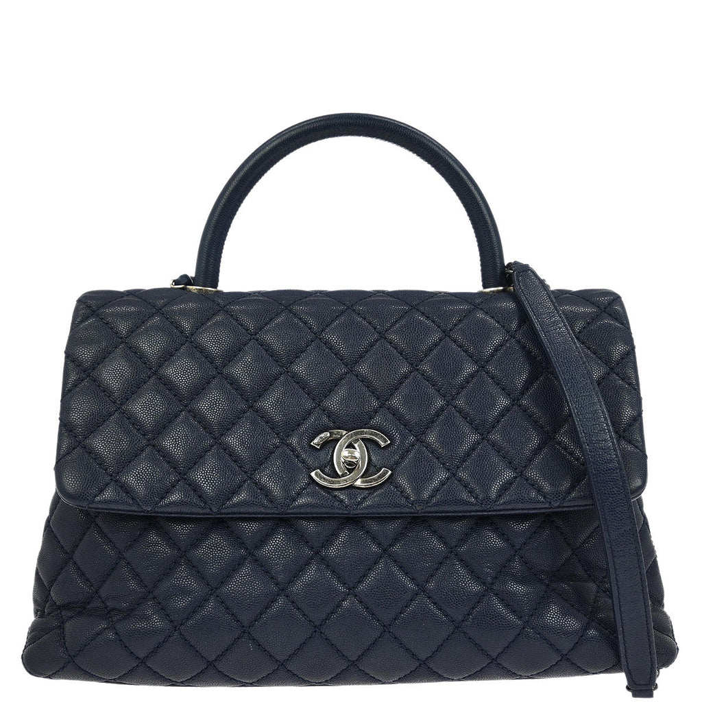 Chanel 2016-2017 Navy Caviar Coco Handle 2way Shoulder Handbag