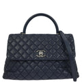 Chanel 2016-2017 Navy Caviar Coco Handle 2way Shoulder Handbag