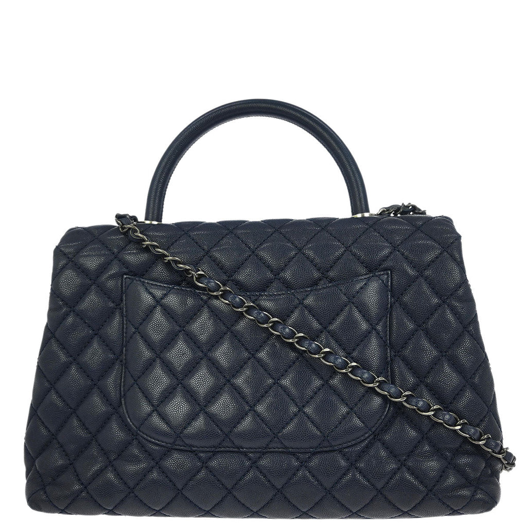 Chanel 2016-2017 Navy Caviar Coco Handle 2way Shoulder Handbag