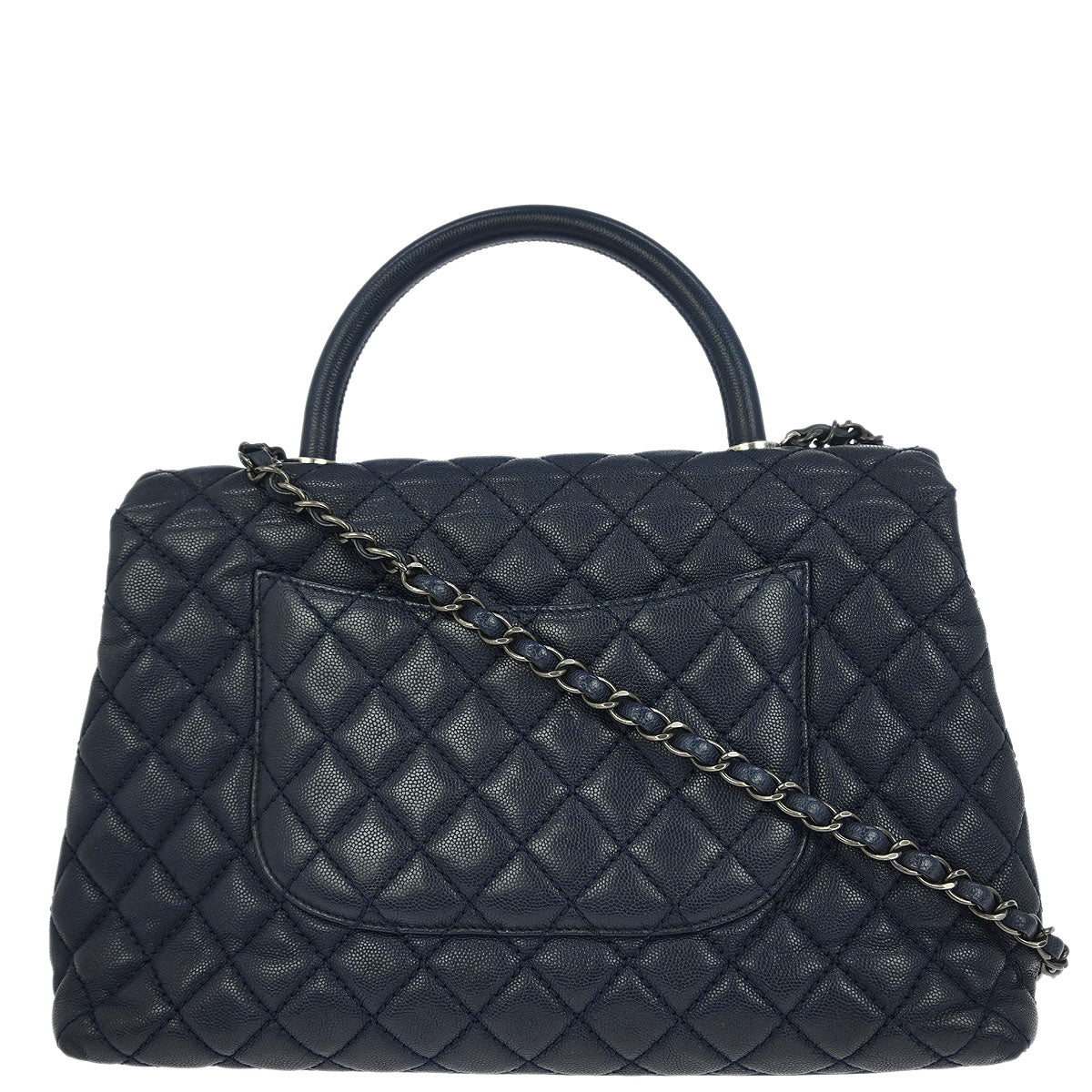 Chanel 2016-2017 Navy Caviar Coco Handle 2way Shoulder Handbag