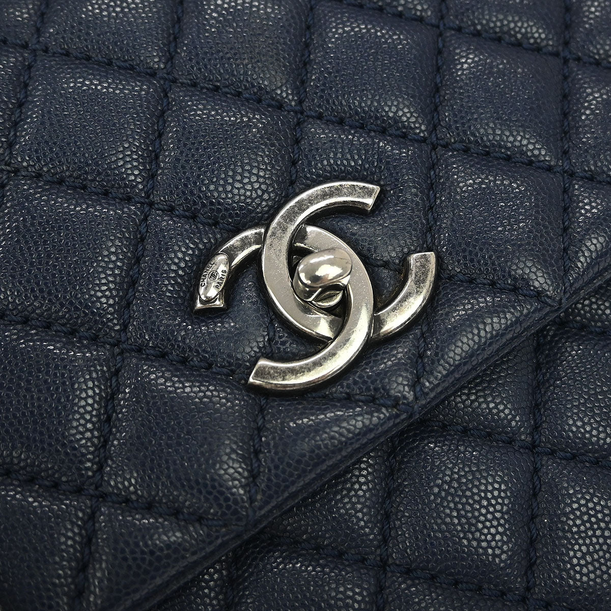 Chanel 2016-2017 Navy Caviar Coco Handle 2way Shoulder Handbag