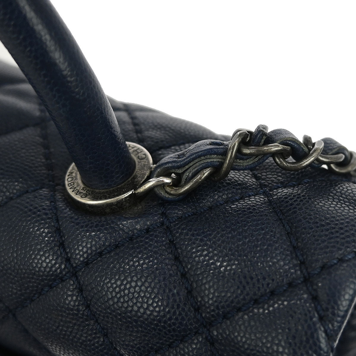 Chanel 2016-2017 Navy Caviar Coco Handle 2way Shoulder Handbag