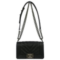 Boy Chanel 2019 Black Caviar Chevron Small Chain Shoulder Bag