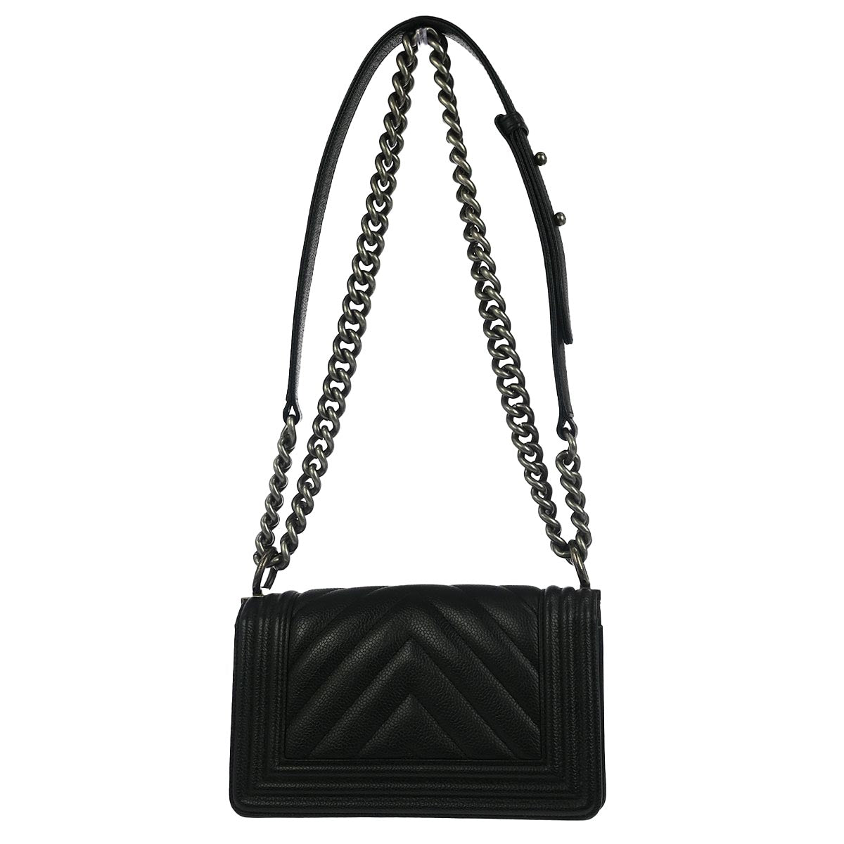 Boy Chanel 2019 Black Caviar Chevron Small Chain Shoulder Bag