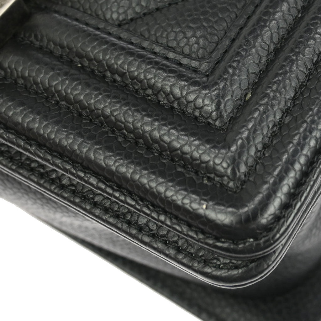 Boy Chanel 2019 Black Caviar Chevron Small Chain Shoulder Bag