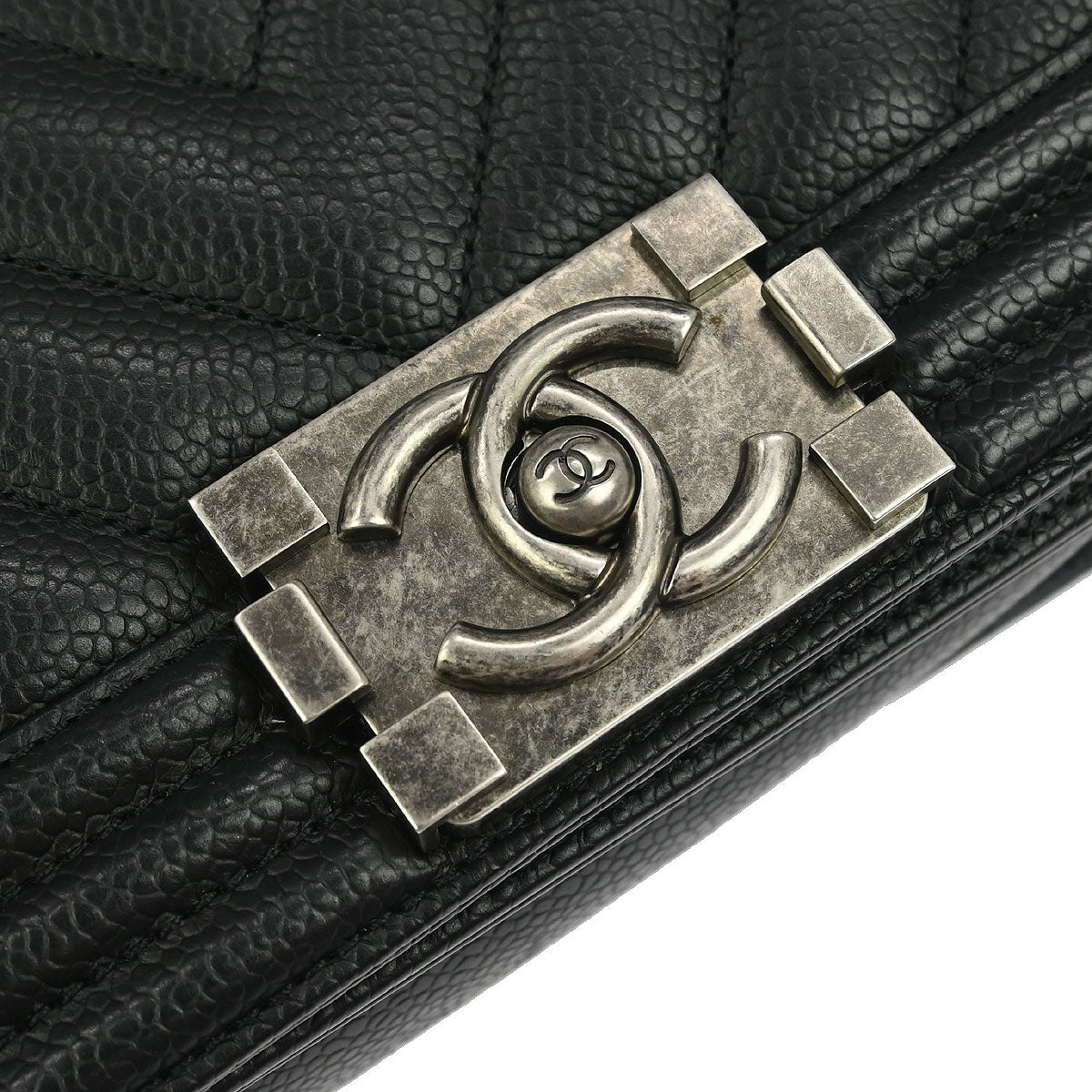 Boy Chanel 2019 Black Caviar Chevron Small Chain Shoulder Bag