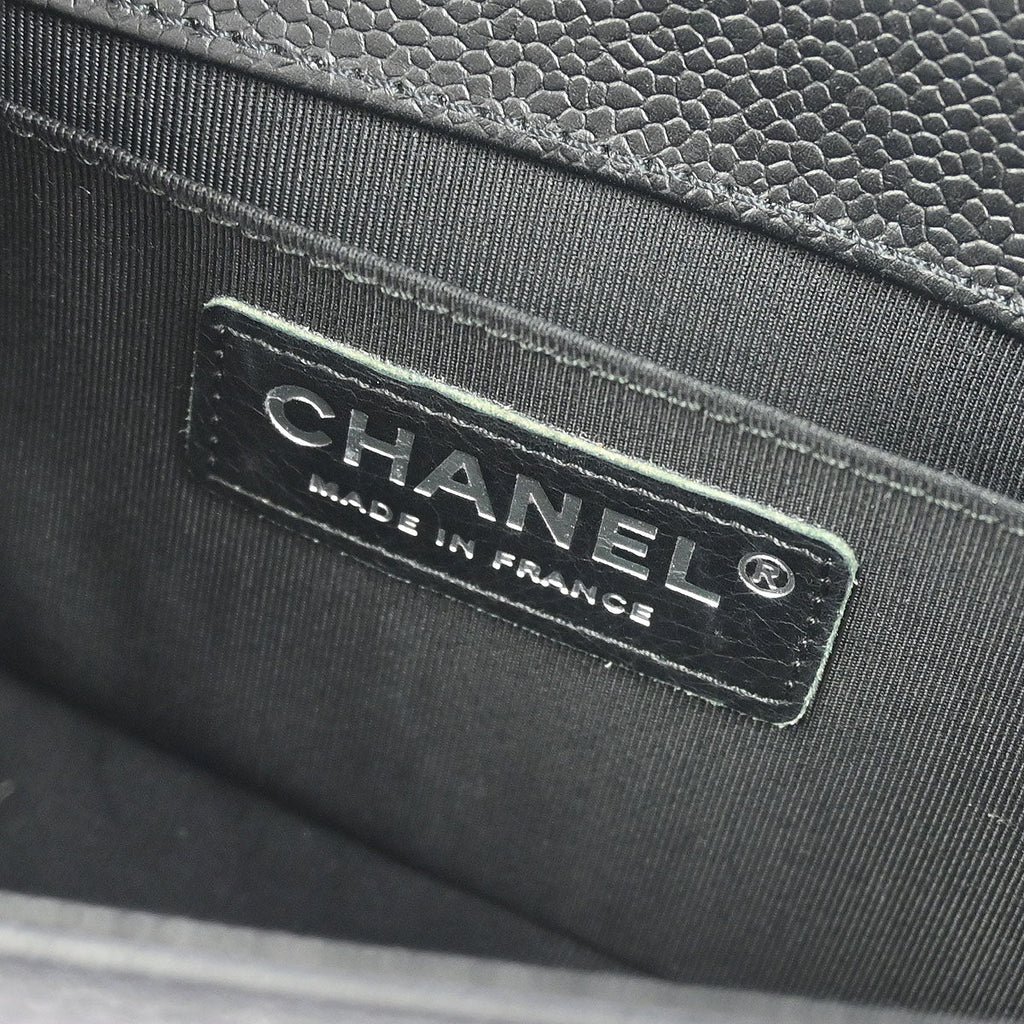 Boy Chanel 2019 Black Caviar Chevron Small Chain Shoulder Bag