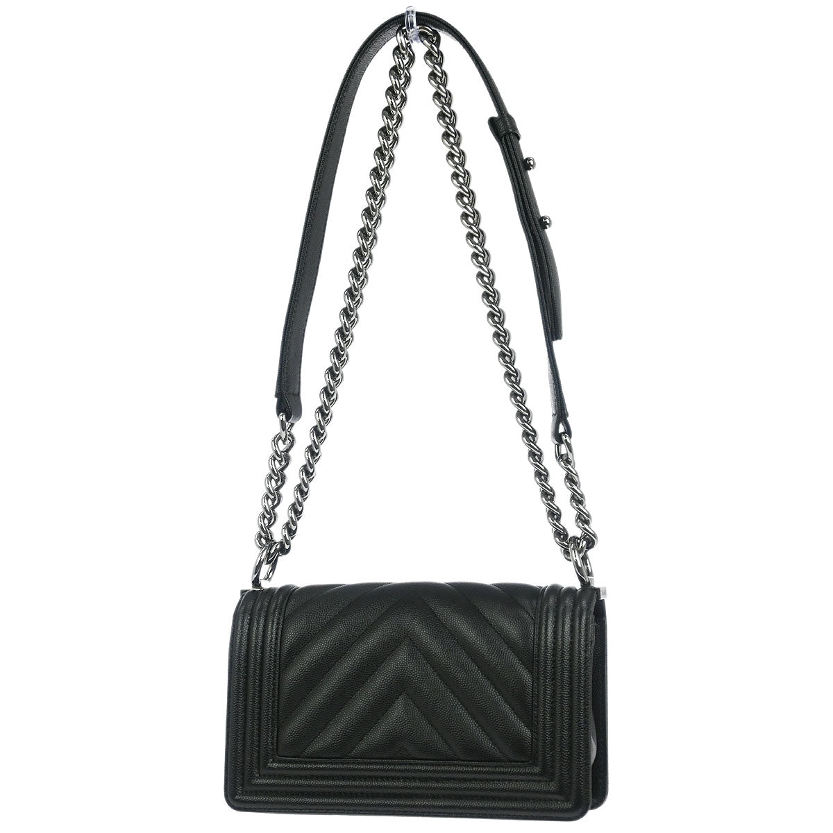 Boy Chanel 2018 Black Caviar Chevron Small Chain Shoulder Bag