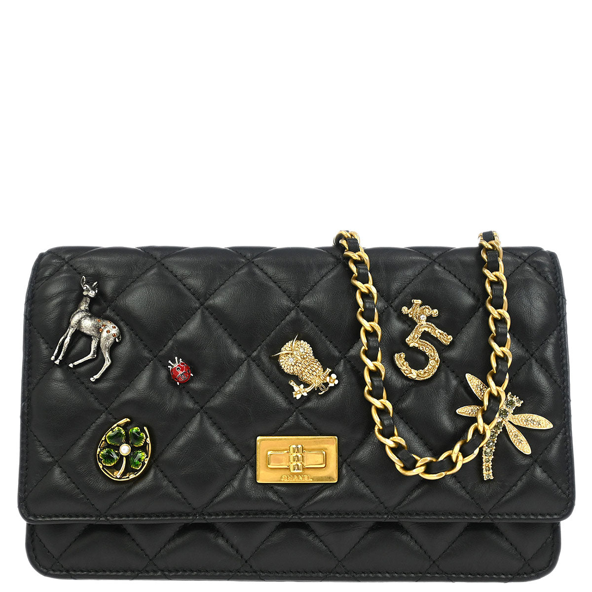 Chanel 2017-2018 Black Calfskin Mademoiselle Lock Icon WOC Wallet on Chain