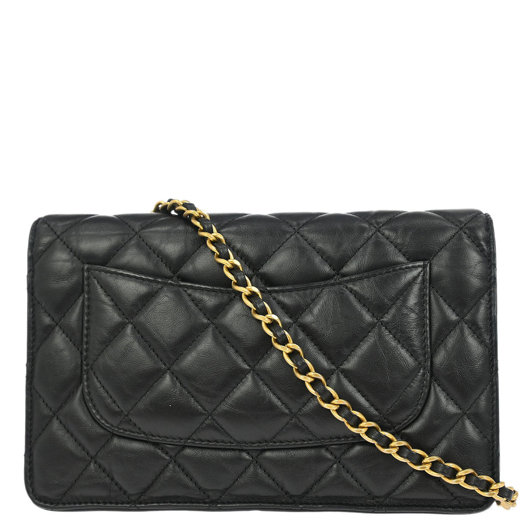 Chanel 2017-2018 Black Calfskin Mademoiselle Lock Icon WOC Wallet on Chain