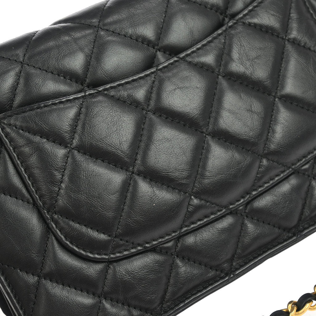 Chanel 2017-2018 Black Calfskin Mademoiselle Lock Icon WOC Wallet on Chain