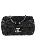 Chanel 2017 Black Sequins Single Flap Shoulder Bag