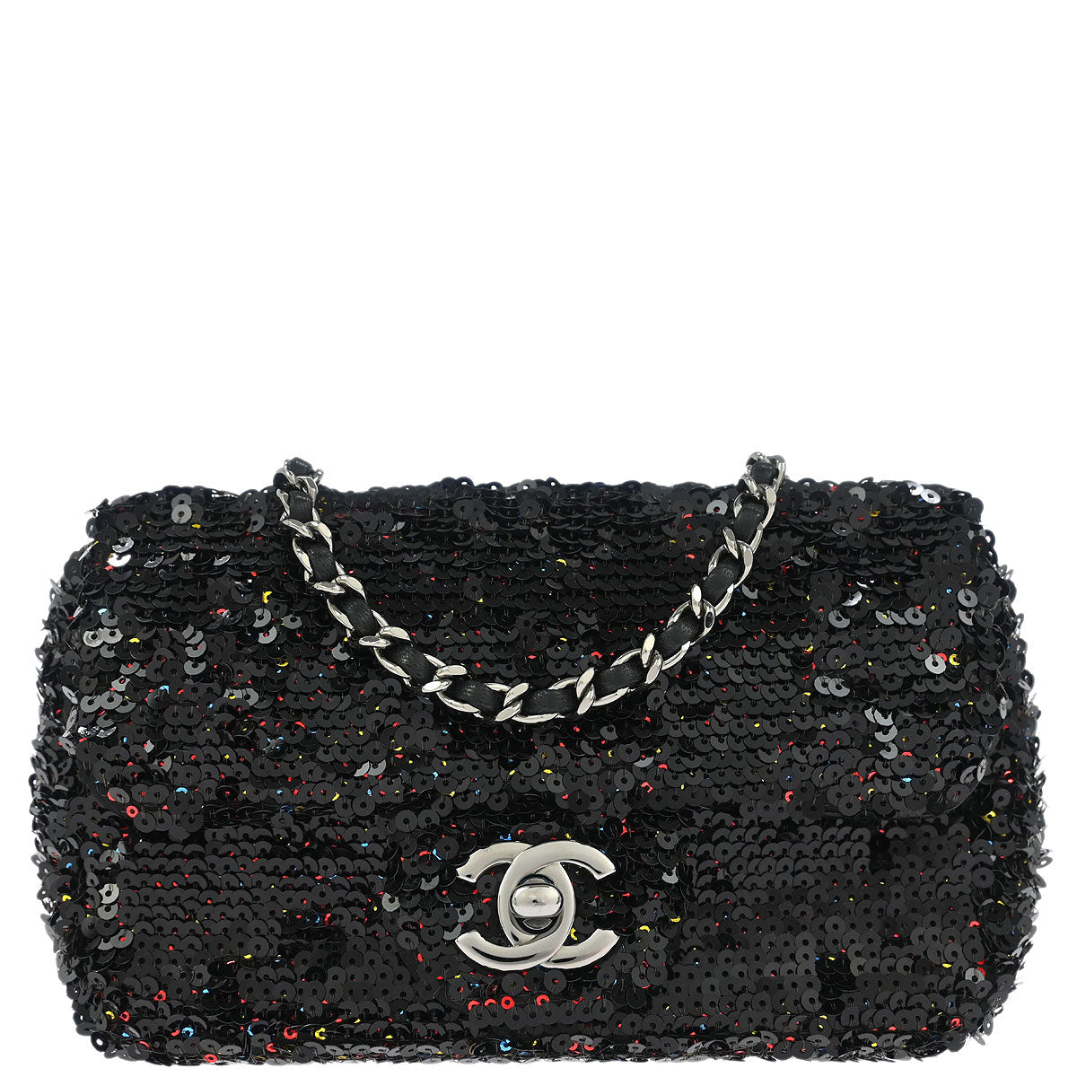 Chanel 2017 Black Sequins Single Flap Shoulder Bag