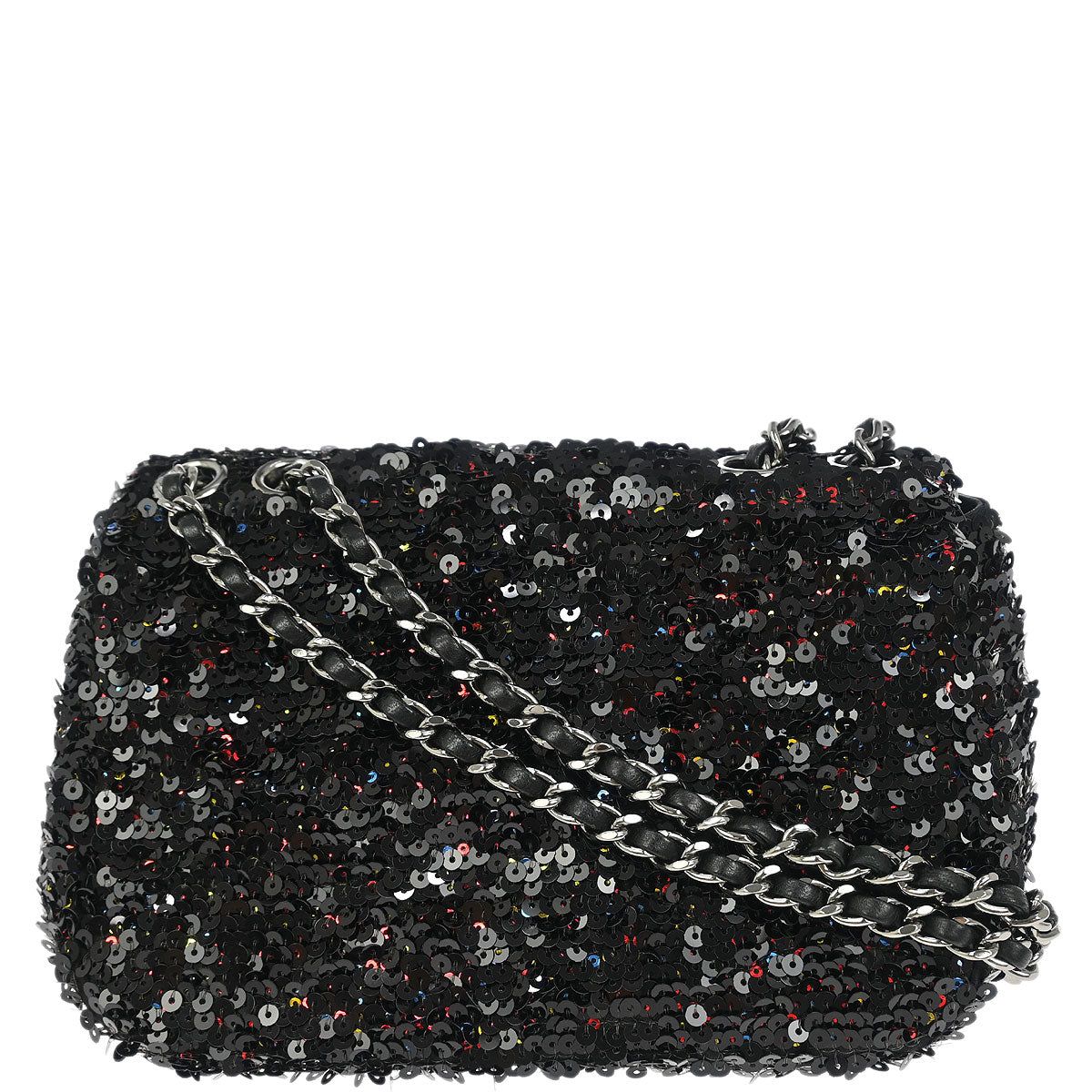 Chanel 2017 Black Sequins Single Flap Shoulder Bag