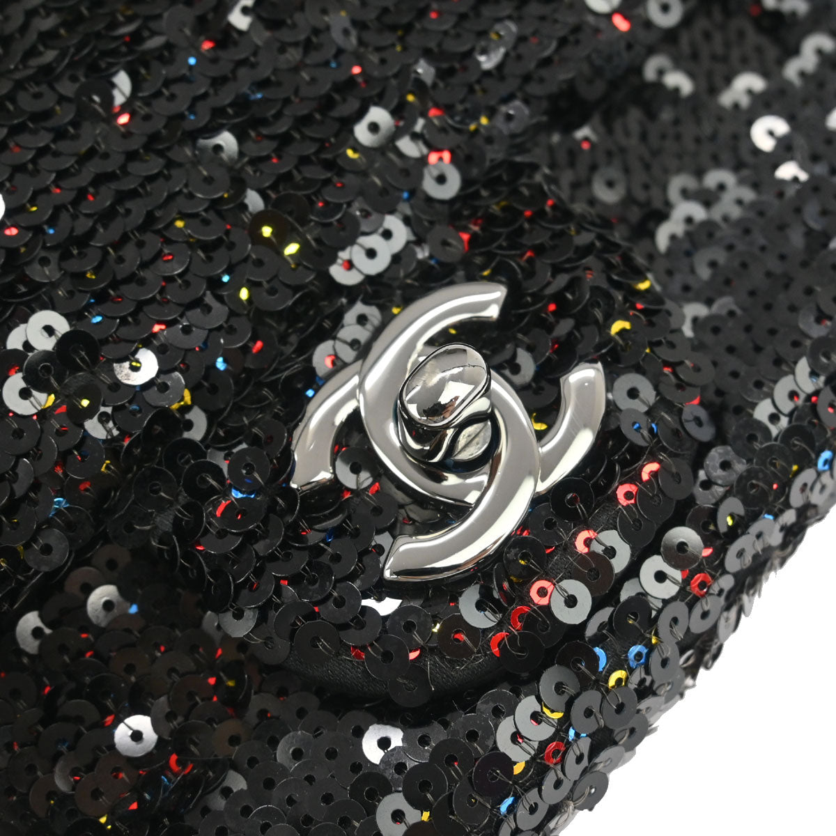 Chanel 2017 Black Sequins Single Flap Shoulder Bag