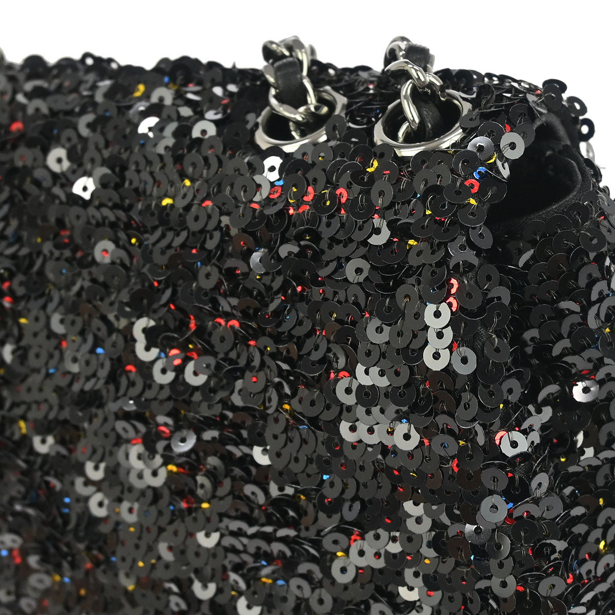 Chanel 2017 Black Sequins Single Flap Shoulder Bag