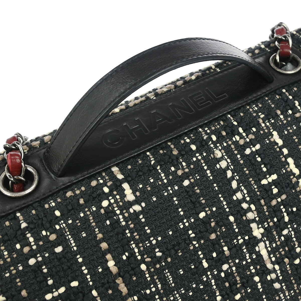 Chanel 2017 Black Tweed Calfskin Airlines Top Handle Flap Bag