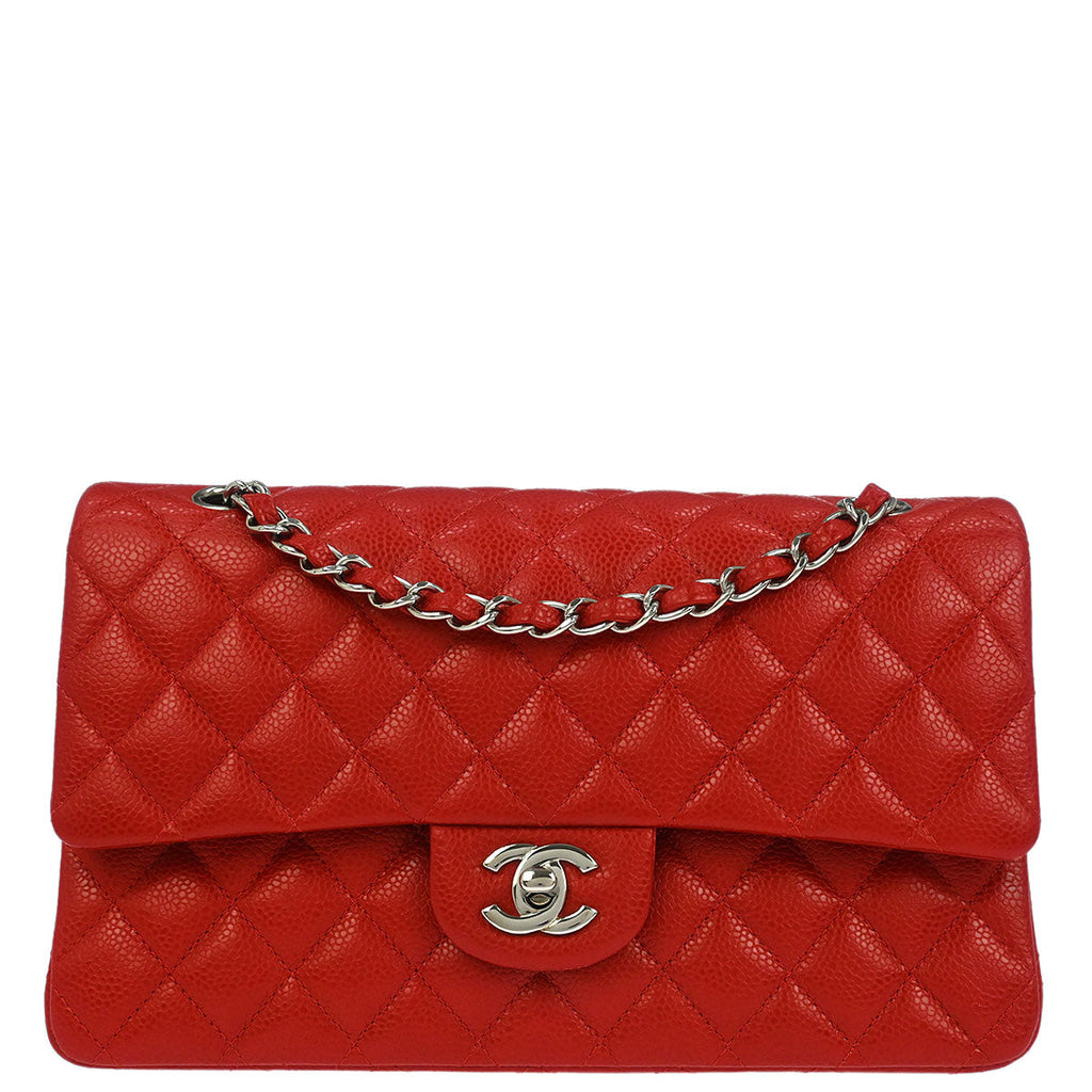 Chanel 2014 Red Calfskin Medium Classic Double Flap Shoulder Bag