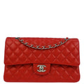 Chanel 2014 Red Calfskin Medium Classic Double Flap Shoulder Bag