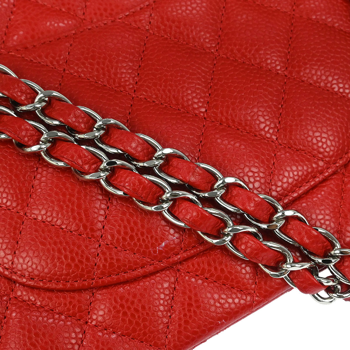 Chanel 2014 Red Calfskin Medium Classic Double Flap Shoulder Bag