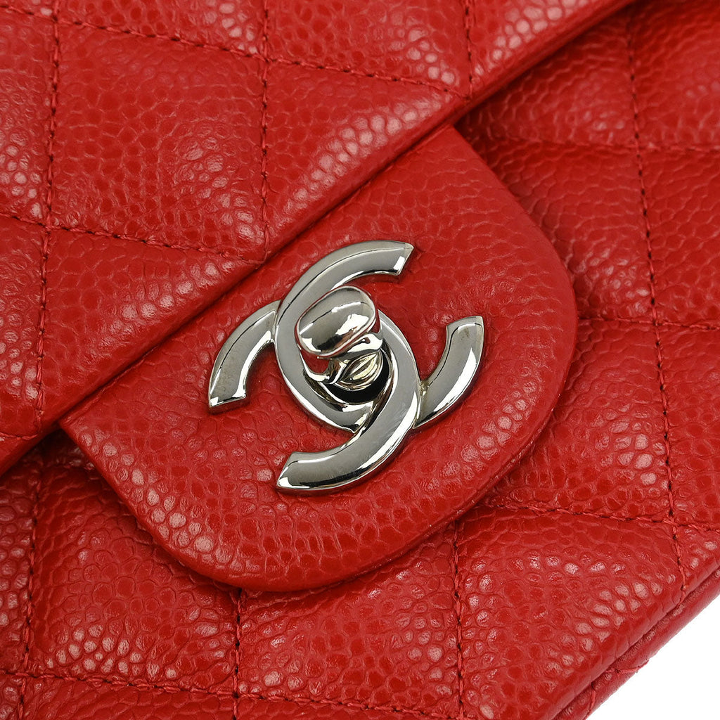 Chanel 2014 Red Calfskin Medium Classic Double Flap Shoulder Bag